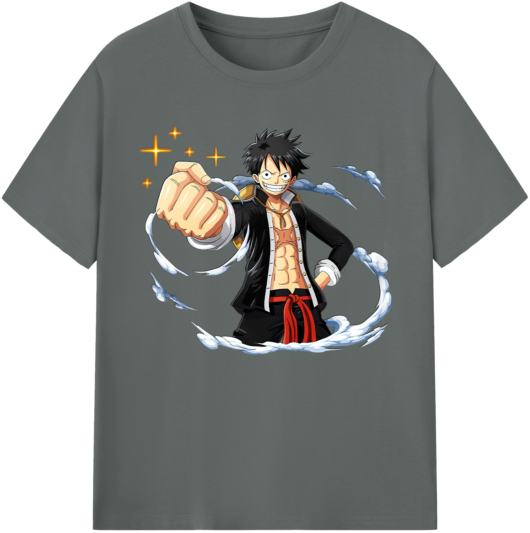 ワンピース モンキー・D・ルフィ ONE PIECE Monkey D. Luffy 綿100％ メンズ半袖Tシャツ｜肌触りやわらか＆通気性